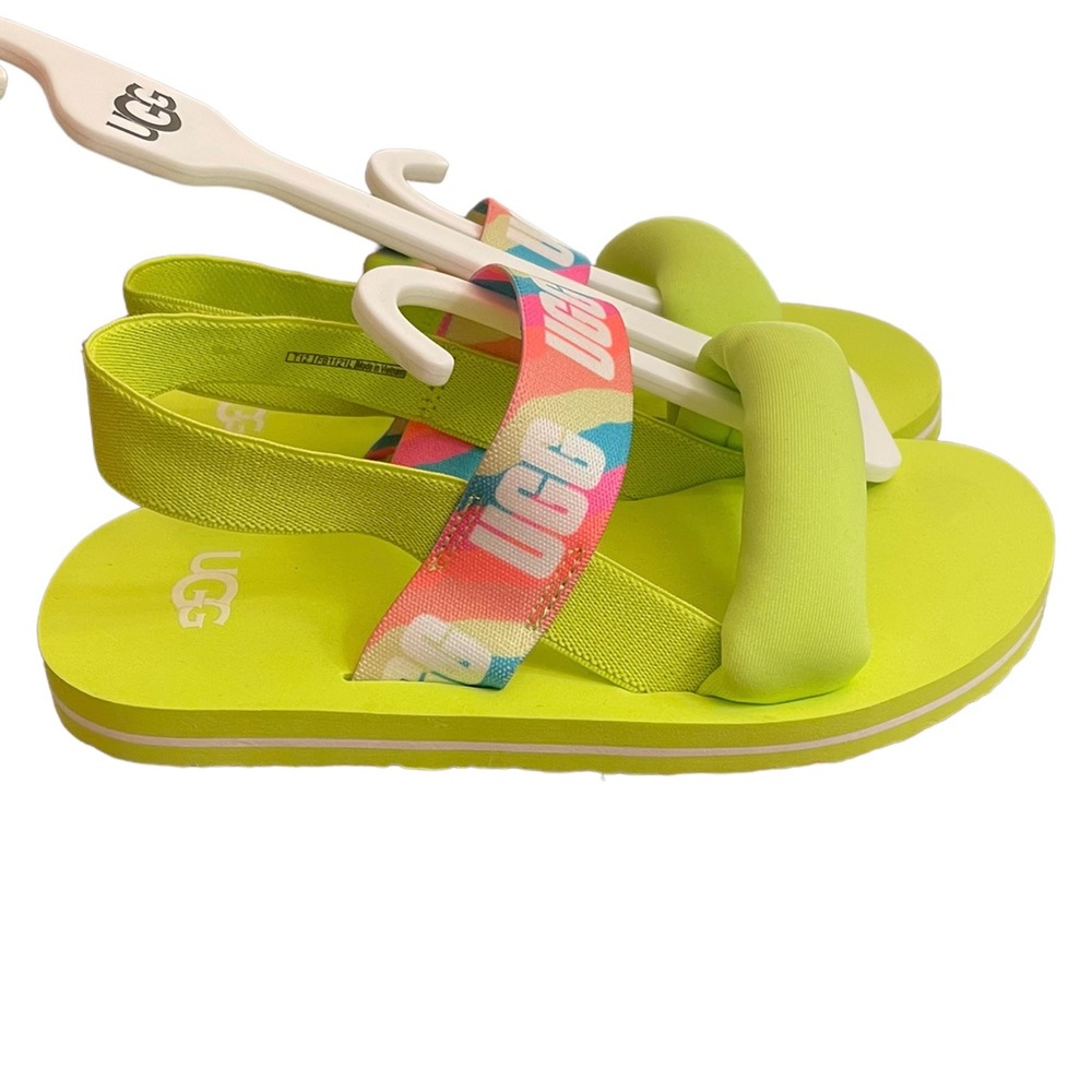 Kids Toddler Girl UGG Zuma Logo Sling Sandal Neon Yellow Sulfur Sz 12